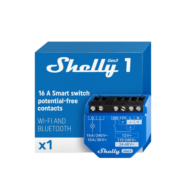 Relay Wi-Fi para controlar luces, portones o cerraduras. Marca Shelly 1 Gen 3 - Imagen 3